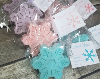 Winter baby shower favors, winter wonderland favor, winter onederland snowflake soap