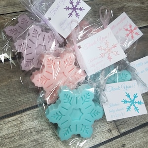 Winter Wonderland baby shower favors handmade snowflake soap decor