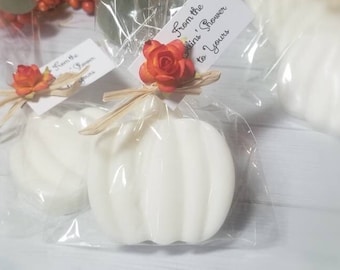 fall favors, Our little pumpkin Soap custom white pumpkins decorated with paper rose accents, any color