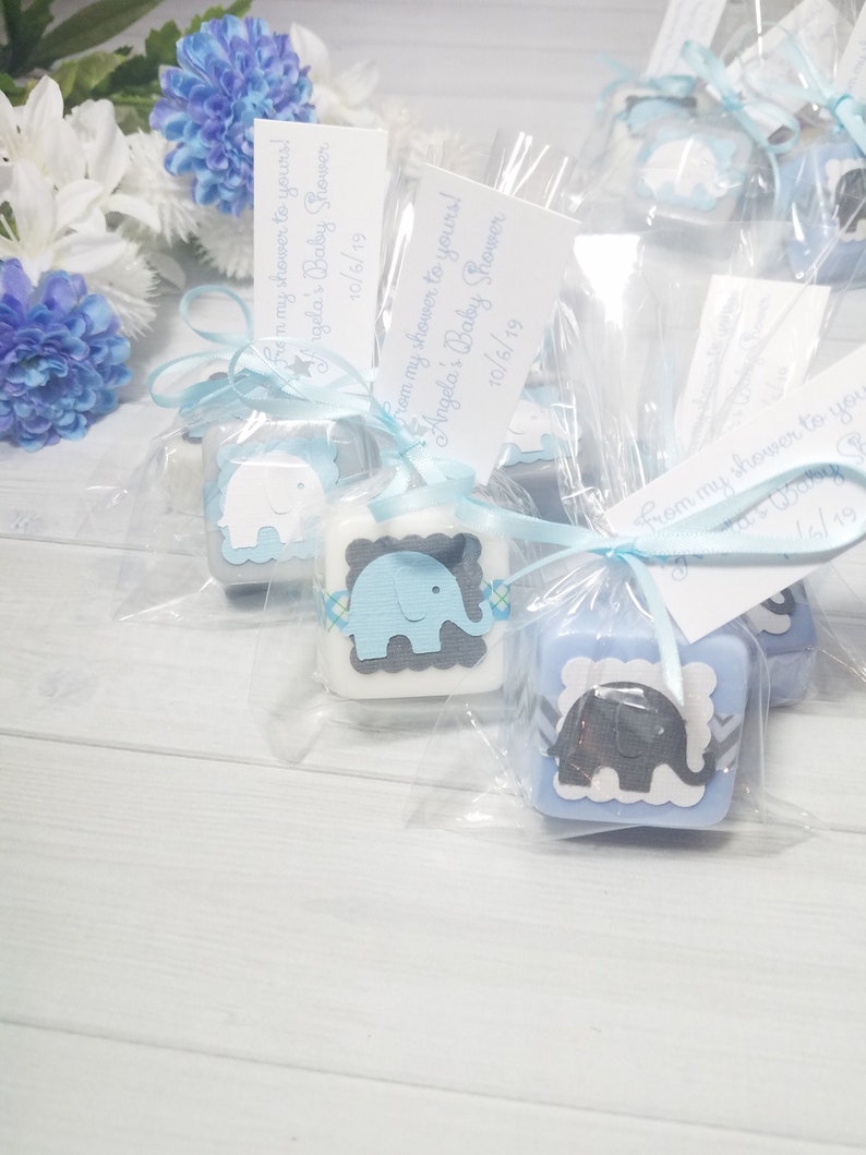 Mini Elephant baby shower soap favors for boy or girl image 2