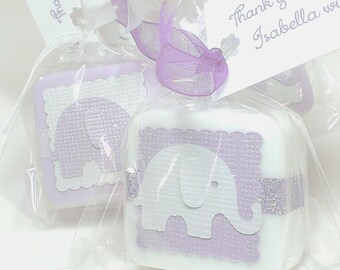 Elephant Baby Shower Soap Favors: Purple & White Guest Soaps