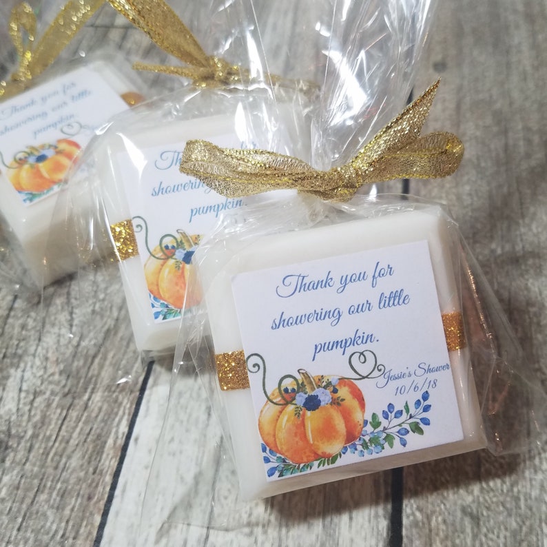 Rustic Fall baby shower soap favors little pumpkin baby shower favors image 2