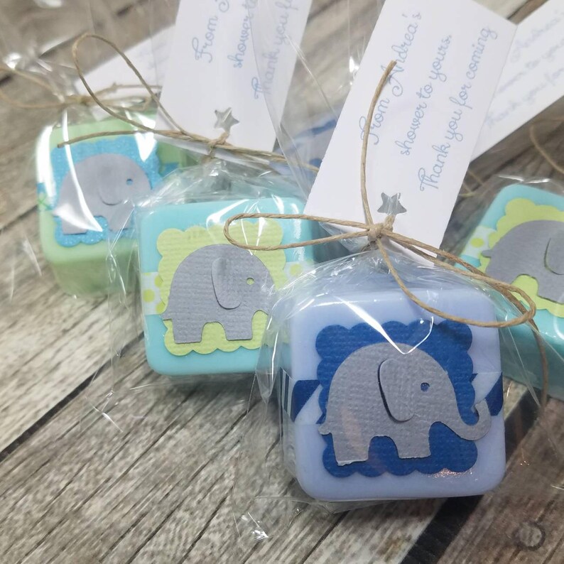 Teal Elephant Baby Shower Favors Handmade Soap Etsy