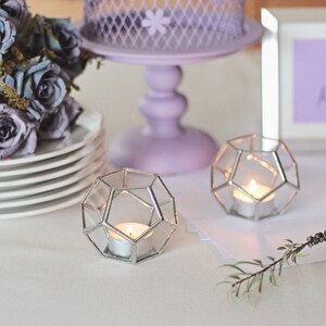 Geometric Modern Glass Tealight Candle Holders Set of 2 image 2