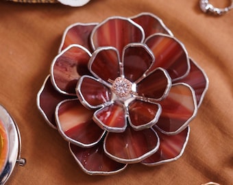 Stained Glass Flower Ring Dish • Self Care Gift • Jewelry Holder • Cottagecore Decor