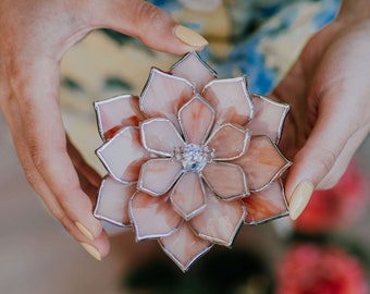 Stained Glass Succulent Ring Dish | Wedding Ring Bearer | Vanity Decor