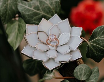 Succulente porte-alliances, jardin de mariage, boîte pour bagues, cadeau EVJF, décoration florale de mariage, porte alliances, porte-alliances en verre