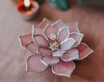 Porte-anneaux succulentes en verre, décoration de mariage cottagecore, cadeau de la Saint-Valentin