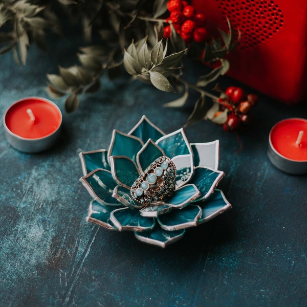 Stained Glass Succulent Jewelry Dish