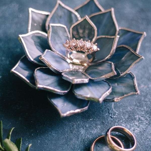 Glass Wedding Ring Holder • Succulent Wedding Decor