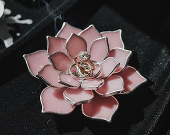 Stained Glass Flower Wedding Ring Holder • Engagement Ring Dish