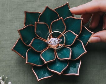 Soporte para anillos con suculentas • Alternativa a la almohada para el portador de anillos de boda