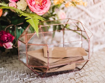 Large Geometric Glass Wedding Card Box | Conservatory Envelope Holder