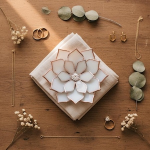 Glass Flower Wedding Ring Tray • Engagement Ring Dish