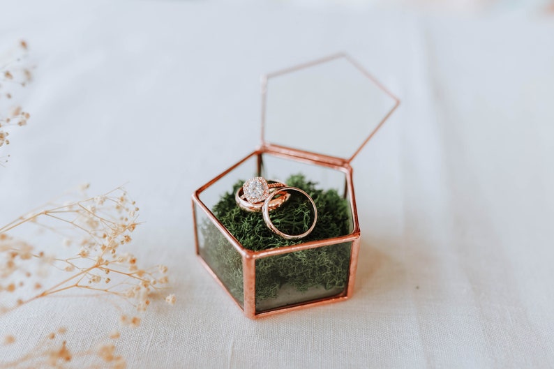 Geometric Wedding Ring Box, Engagement Gift image 2