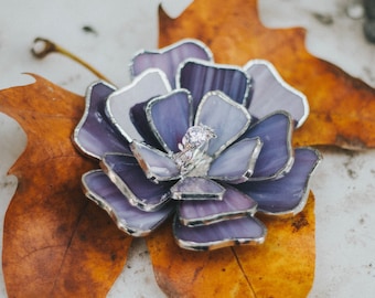 Porte-bague fleur en vitrail, décoration de mariage automne