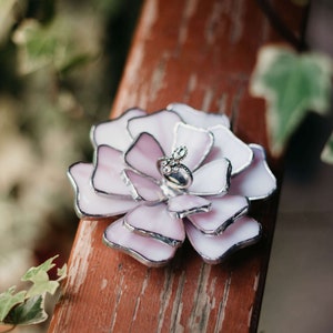 Stained Glass Flower Ring Holder, Fall Wedding Decoration Lilac