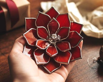 Floral Stained Glass Ring Dish • Botanical Jewelry Holder • Christmas Gift for Her