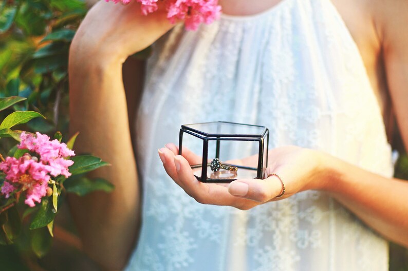 Geometric Wedding Ring Box, Engagement Gift image 7