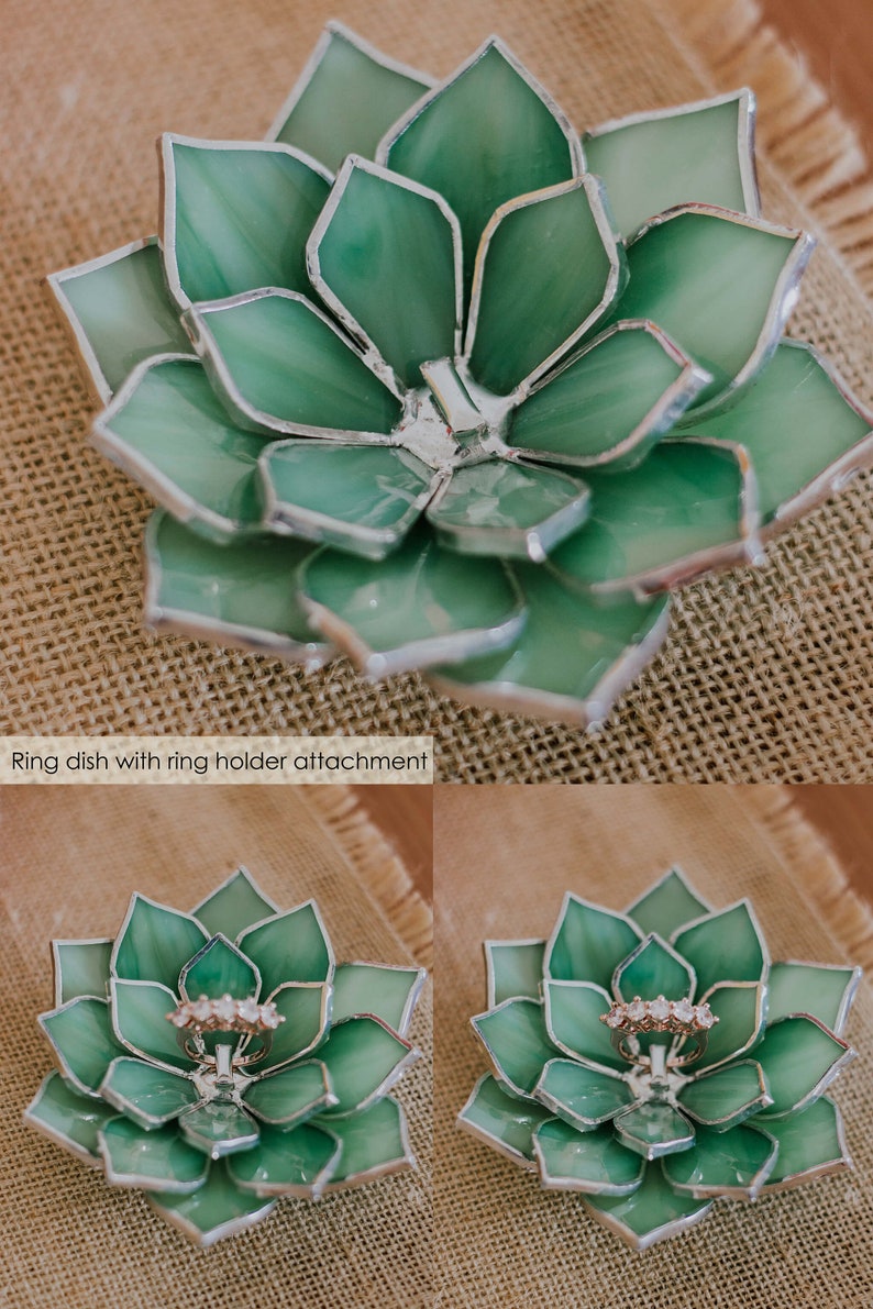 Glass Succulent Ring Dish, Cottagecore Wedding Decor, Valentine's Day Gift image 9