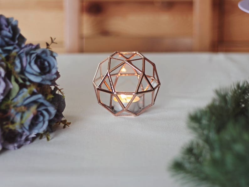 Stained Glass Geometric Candle Holder, Christmas Gift, Holiday Table Lights 画像 7