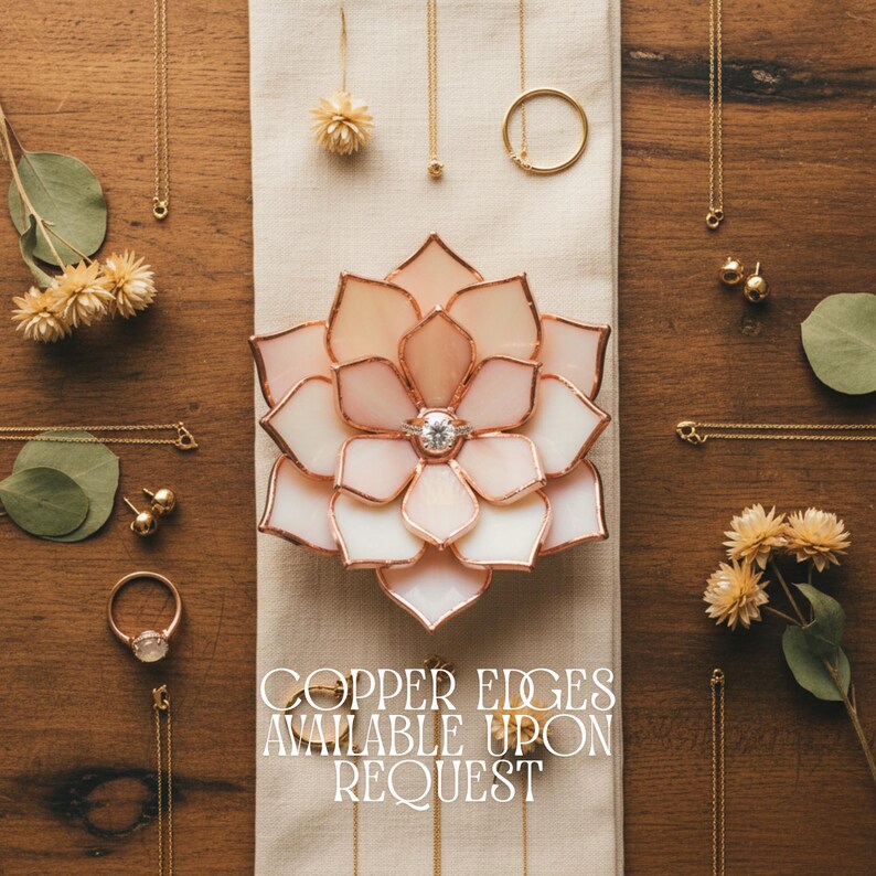 Plato para anillos de suculentas de vidrieras • Regalo de compromiso • Soporte botánico para anillos de boda imagen 18