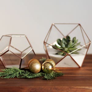 Geometric Glass Terrarium Container, Modern Planter, Coffee Table Decor image 5