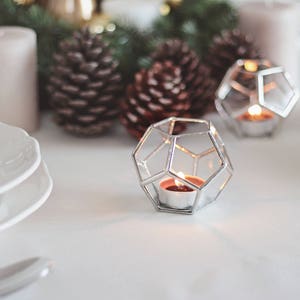 Geometric Modern Glass Tealight Candle Holders Set of 2 image 8