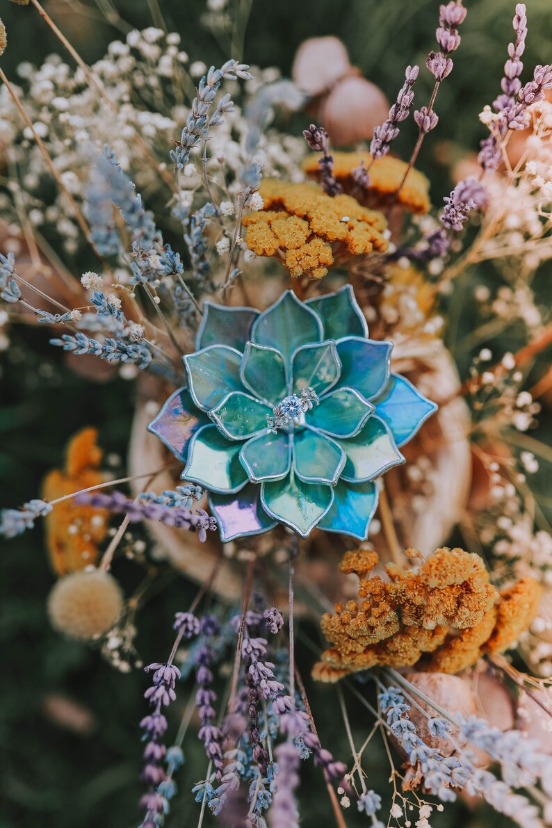 Stained Glass Iridescent Succulent Ring Dish CRYSTALS / LIMITED EDITION image 4