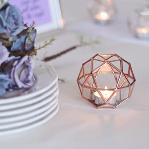Stained Glass Geometric Candle Holder, Christmas Gift, Holiday Table Lights 画像 5