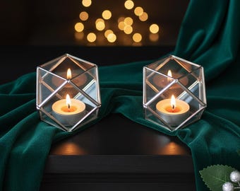 Stained Glass Tea Light Holders • Holiday Mantel Decor