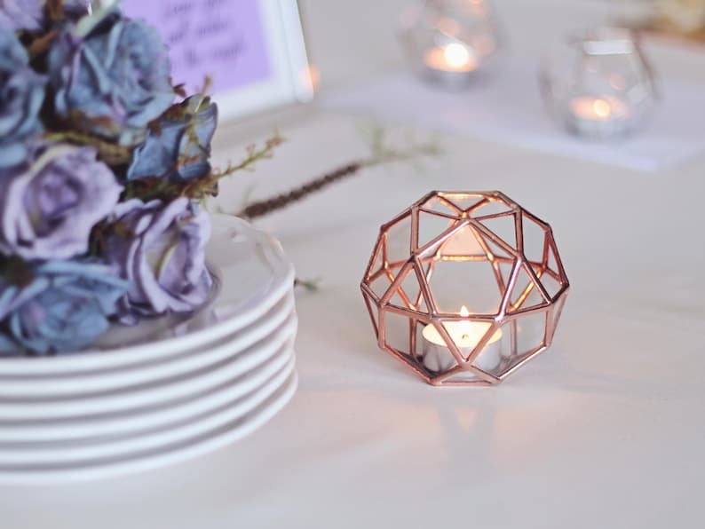 Stained Glass Geometric Candle Holder Wedding Table Number Etsy