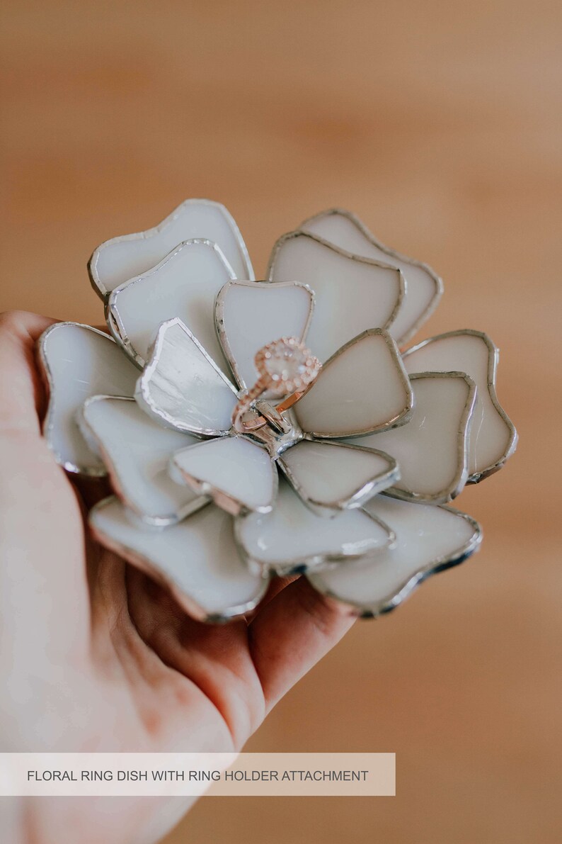Pink Glass Flower Engagement Ring Holder /& Wedding Ring Dish Boho Wedding Decor SummerWedding Decor Bridesmaids Gifts Floral Ring Dish