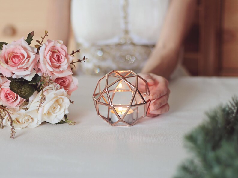 Stained Glass Geometric Candle Holder Wedding Table Decor Etsy