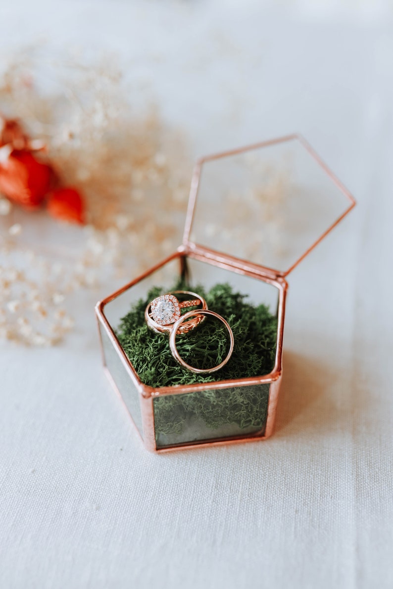 Geometric Wedding Ring Box, Engagement Gift image 3