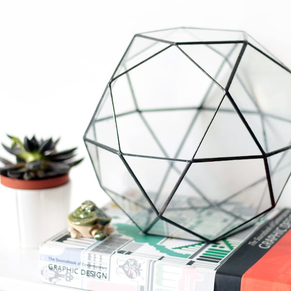 Large Glass Geometric Terrarium Container | Succulent Planter | Gift for Gardener | Modern Table Centerpiece