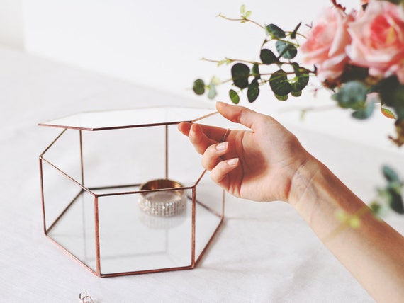 Stained Glass Geometric Jewelry Box Hexagon