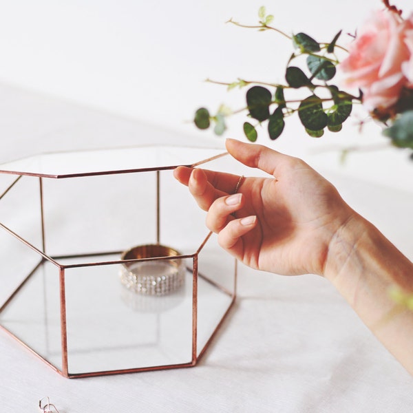 Stained Glass Geometric Jewelry Box | Hexagon