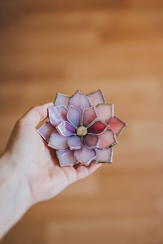 Stained Glass Magnolia Ring Dish Succulent Wedding Ring Dish Etsy