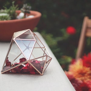 Glass Wedding Centerpiece, Sweetheart Table Decor, Geometric Terrarium, Diamond Terrarium, Wedding Decor image 3