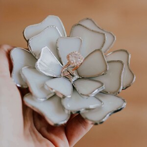 Stained Glass Flower Ring Holder, Fall Wedding Decoration image 9