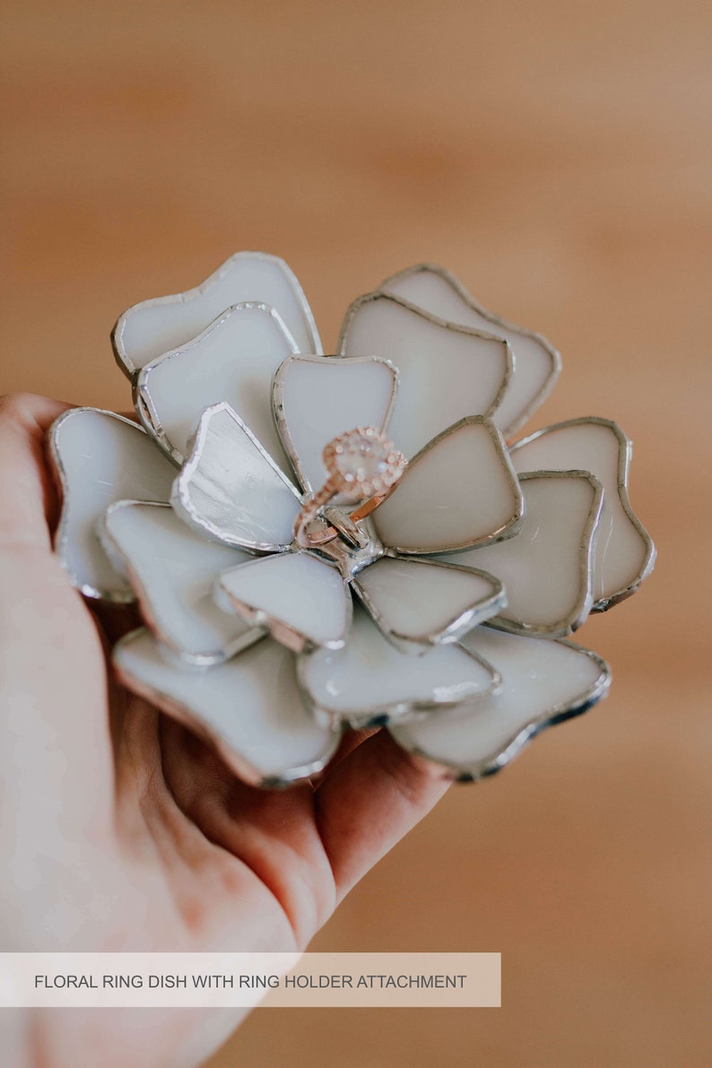 Stained Glass Flower Ring Holder, Fall Wedding Decoration image 9