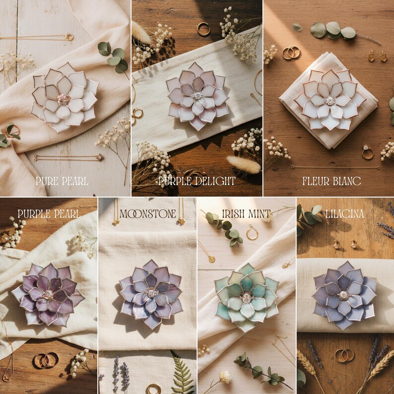 Plato para anillos de suculentas de vidrieras • Regalo de compromiso • Soporte botánico para anillos de boda imagen 15