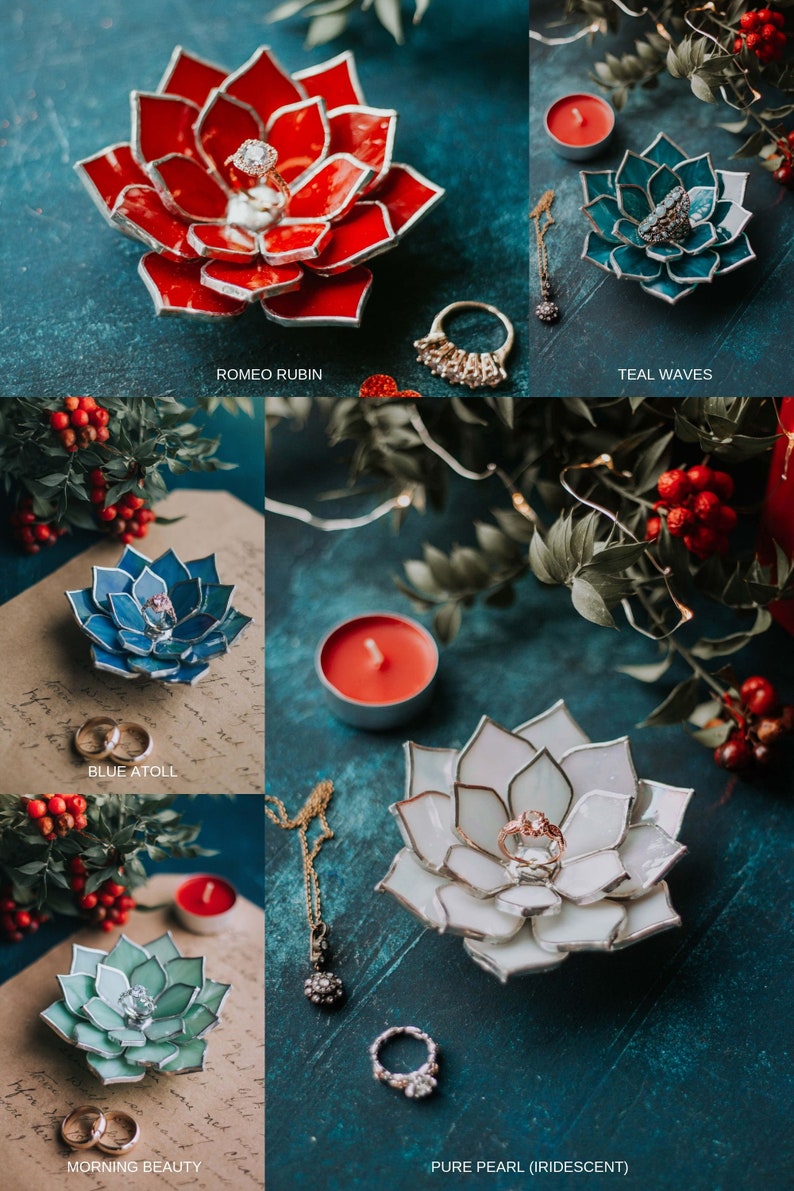 Glass Succulent Ring Dish, Cottagecore Wedding Decor, Valentine's Day Gift image 5