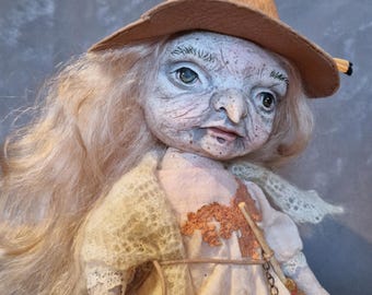 OOAK, Art Doll, Little Witch, Baba Yaga, Collectible, Home Decor