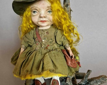 Art Doll, OOAK, Green Witch, Good Witch, Handmade Dolls, Practical Magic, Interior Dolls, Artist Dolls, Witchy, Magic, Baba Yaga