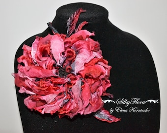 Brooch "Tango", silk flower