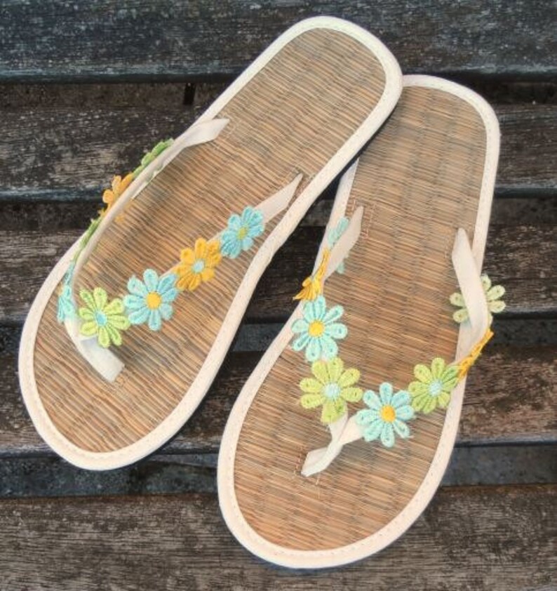 straw sole flip flops