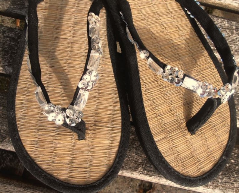 straw sole flip flops
