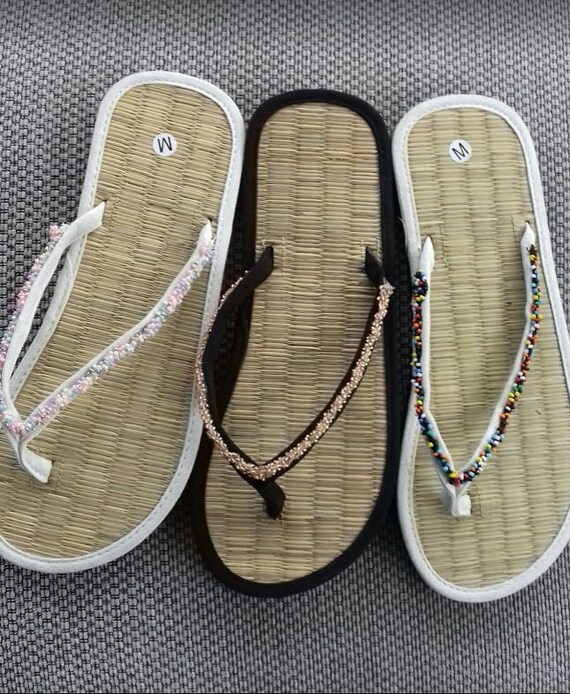 straw flip flops